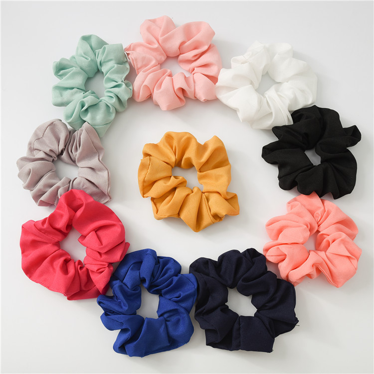 

20 color Girls Solid Sweet Chiffon Scrunchies Elastic Ring Hair Ties Accessories Ponytail Holder Hairbands Rubber Band Scrunchies DHL FJ395, Mixed colors