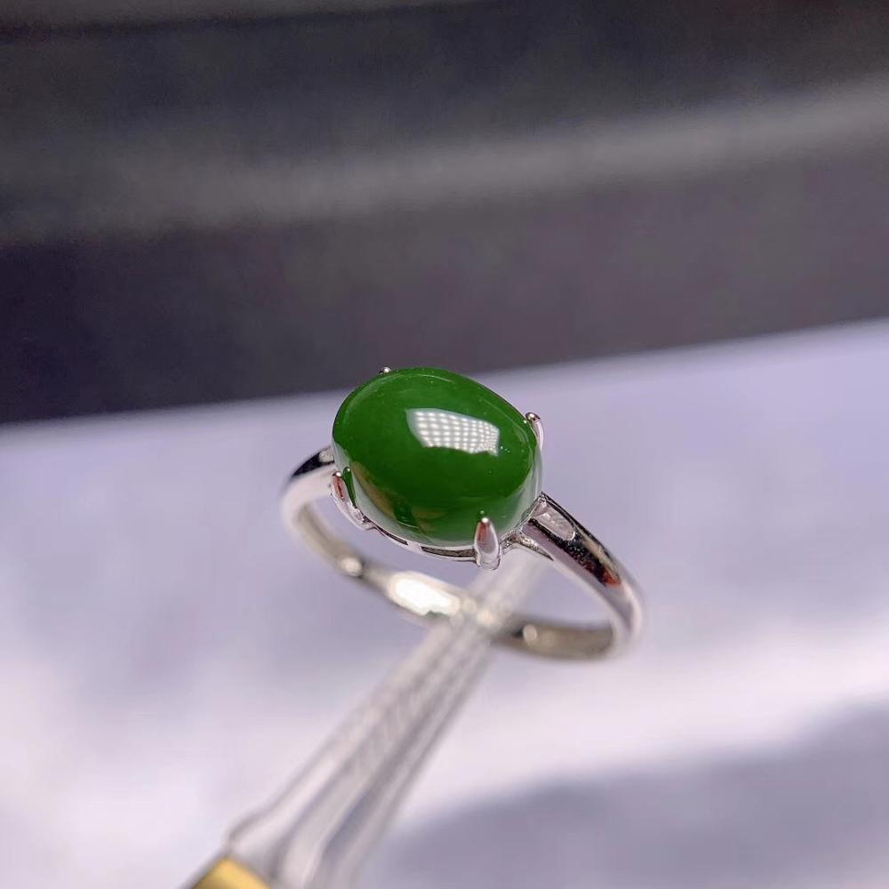 

Natural Green Jasper Oval Rings Solitaire, 925 Sterling Silver Fine Jewelry, 7*9mm Gemstone with Velvet Box Certificate FJ1545