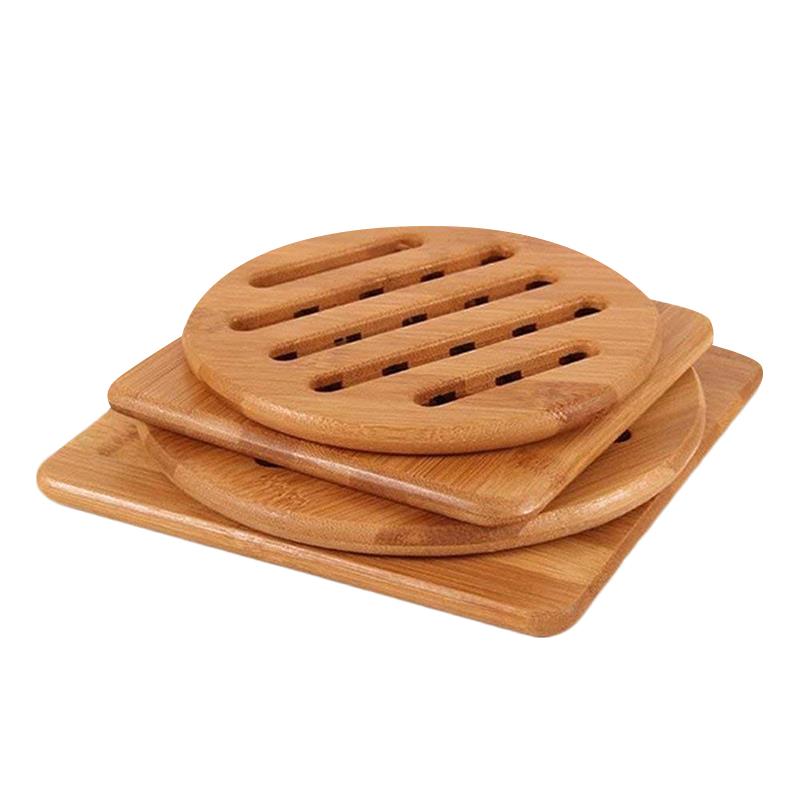 

Bamboo Trivet, Home Kitchen Bamboo Hot Pads Trivet, Heat Resistant Pads Teapot Square and Round (Multi-Size, Pack of 4
