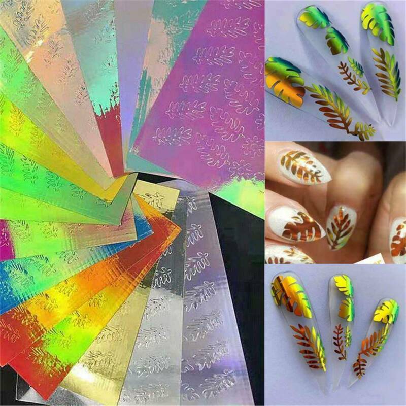 

6/8 / 16pcs 3D Nail Sticker Adhesive Laser Holographic Elk Flame Butterfly Holographic Laser Nail Art Decoration, 01 16pcs