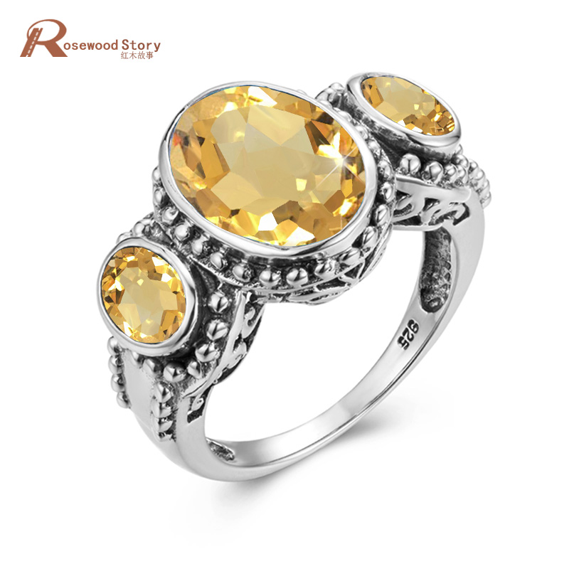 

Cluster Rings Yellow Gem Ring Women Silver 925 Citrine Boho Jewelry Oval Shape Fine Jewellery Platinum Engrave Prong Setting Aneis Feminino