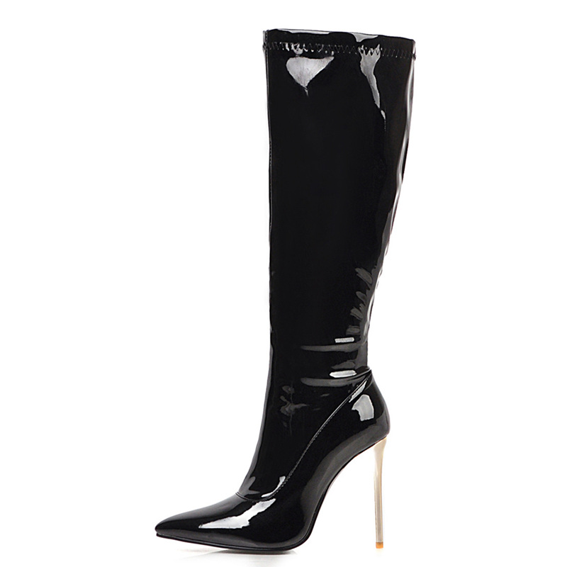 

Women High Boots Black Red White Knee High Boots Sexy Heels Women Knee Women's Shoes Large Size 48 Autumn Winter