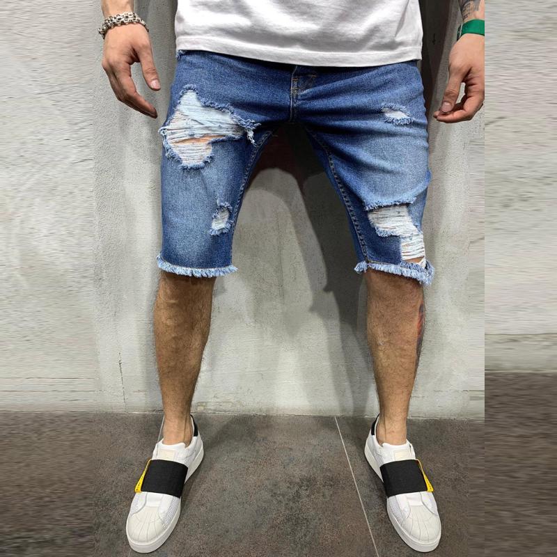 

Men' shorts summer Zipper Pocket Denim Cotton Multi-Pocket Overalls Shorts Fashion streetwear short homme pantalones cortos, Blue