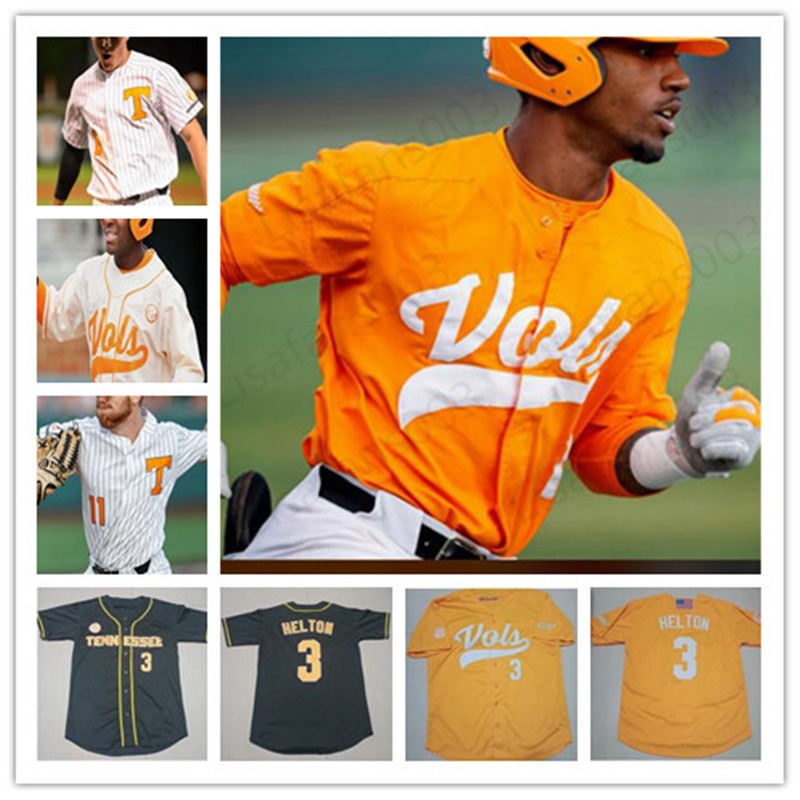 

Custom NCAA Tennessee Volunteers Baseball stitched Jersey 3 Todd Helton #11 Yan Gomes 19 Matt Duffy 21 Eric Gilliam mens youth jerseys, Gray