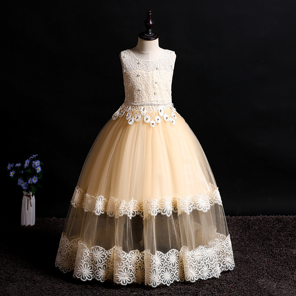 Cheap ball gown Flower Girls Dresses Tulle Lace Top Spaghetti Formal Kids Wear For Party Free Shipping Toddler Little Girls Pageant Gowns-image-514099152