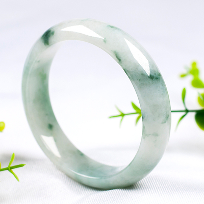 

Natural Burmese Jadeite 54-64mm Two-Color Bleached Blue Flower Bracelet Elegant Princess Jewelry Best Gift Present