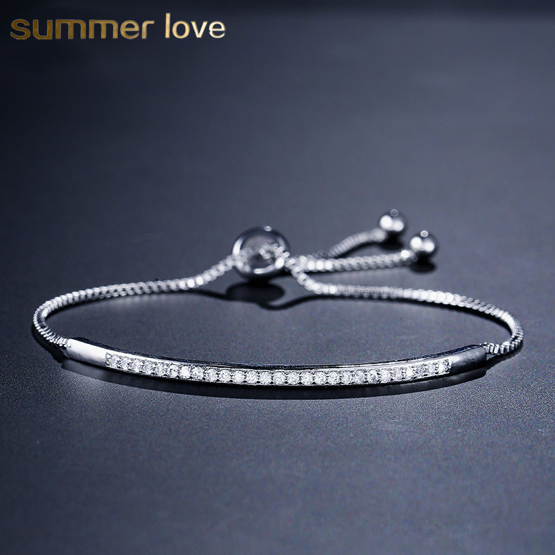 

Fashion Gold Bracelet for Women Girl Dainty Bar Slider Bracelets CZ Zircon Charm Bracelets Party Jewelry Gifts