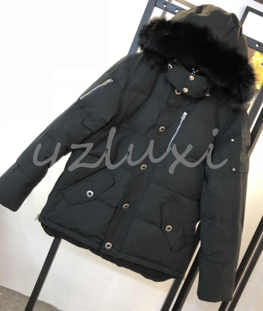 

factory coat Men's black ballistic bomber Jacket slim on waist short coats with hooded white fox fur collar scissors on the arm mens factory, Custom