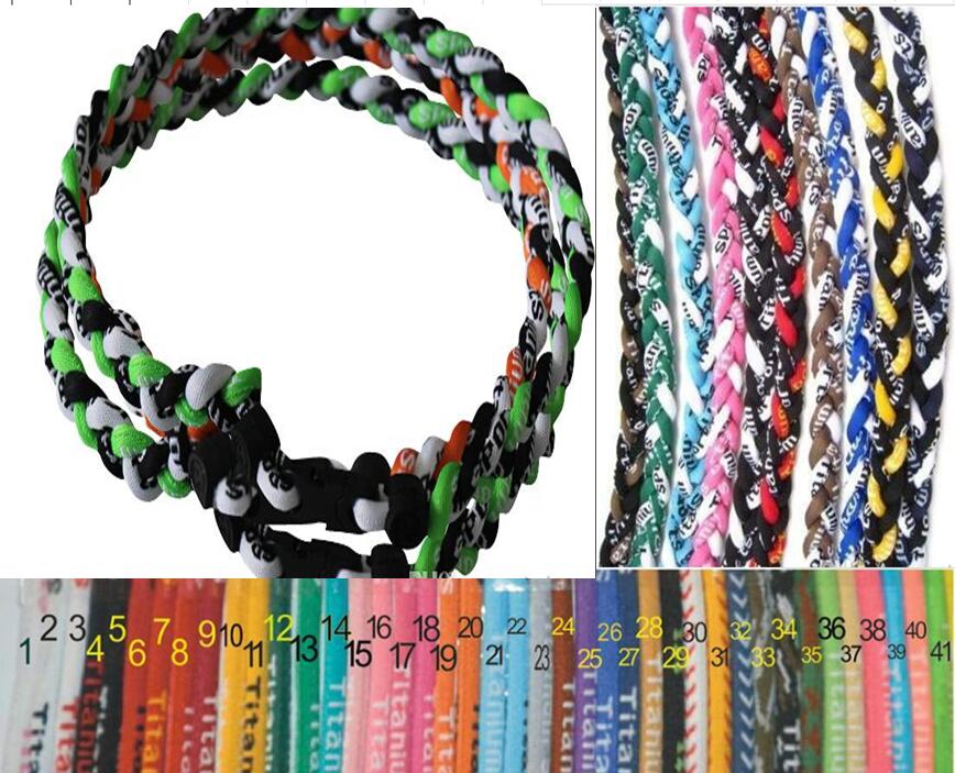 

Free shipping 500pcs original men kids Titanium Sports USA Baseball Tornado Twister Braided 3 Rope Necklaces Fit for team color 16" 18" 20"