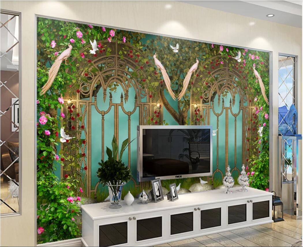 

3d room wallpaper custom photo mural Fantasy garden flower wrought iron fairy stone TV sofa background wall wallpaper for walls 3 d, Non-woven fabric