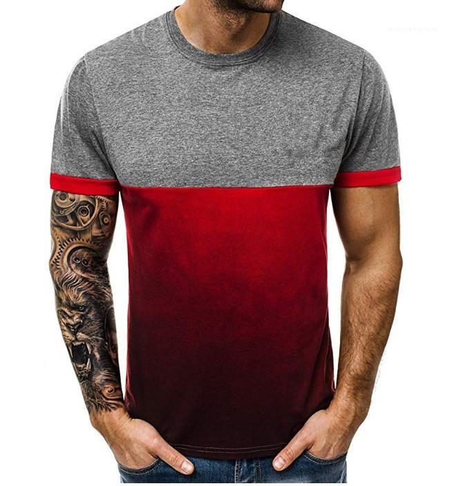

Sports Tees Short Sleeved Tops 19ss New Mens Summer Tshirts Color Patchwork Gym Fitness, Black