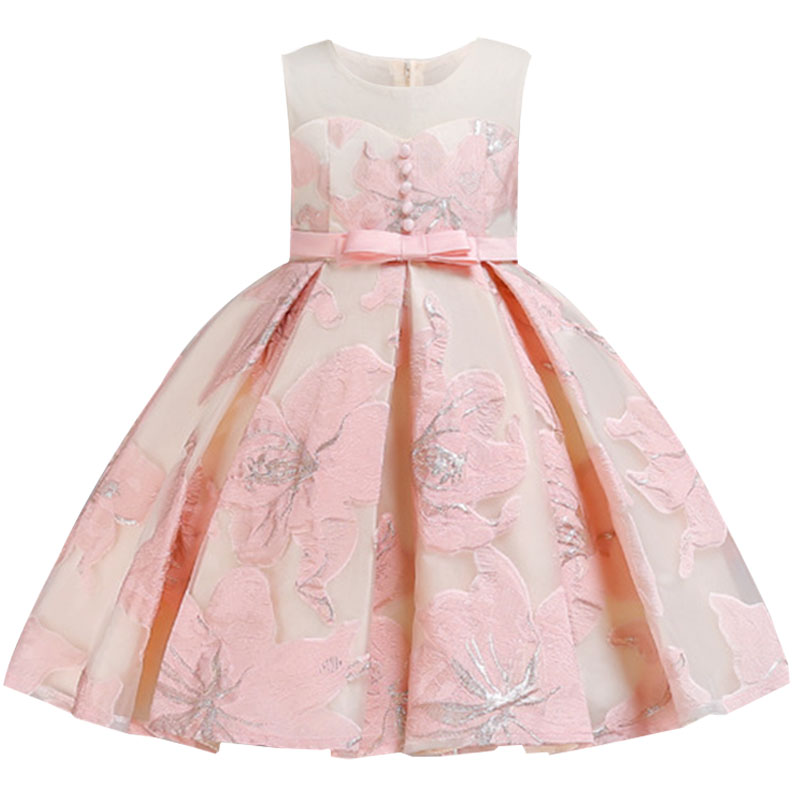 

Summer Princess Mesh Dresses Kids Clothes First Communion Girls Flower Wedding Clothes Children Baby Fluffy Costume Vestido, Blue