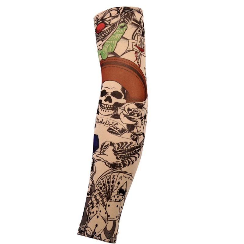 

New Multi Style Nylon Seamless Elastic Tattoo Sleeve Outdoors Cycling Body Arm Sunscreen Sleeve Tattoo Arm Sleeve Sunscreen Sweat-Absorbent, Blue;gray