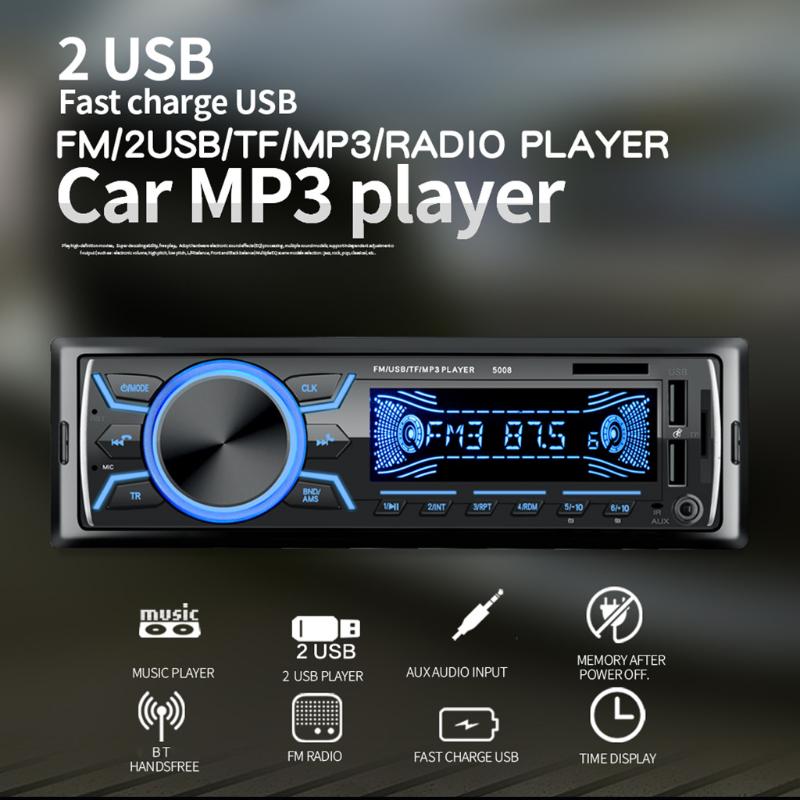 

Multi Color Lcd Display Dc12v Car Multifunction Bt Vehicle Mp3 Player Fm Radio Aux Music Display Support Hands-free Calls #LR5