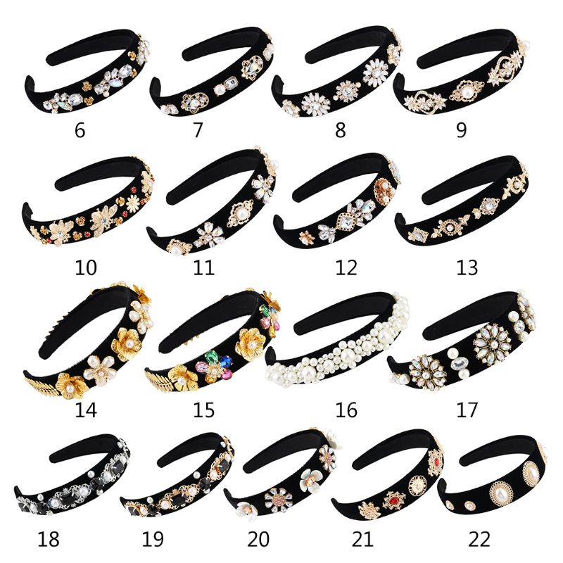 

Other Vintage Women Rhinestone Hairband Baroque Queen Tiara Wide Headband