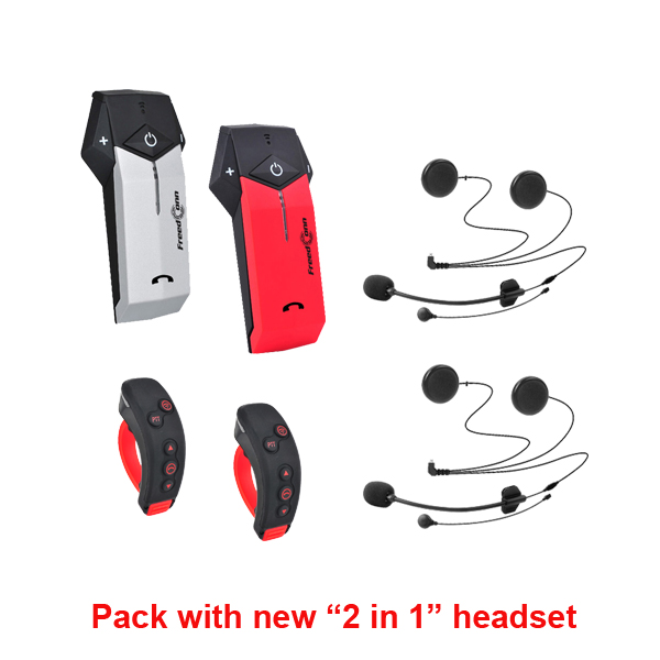 

Double Packing)FreedConn COLO-RC Motorcycle Bluetooth Helmet Headset 1000M Wireless Intercom + L3 with 2 in 1 headset