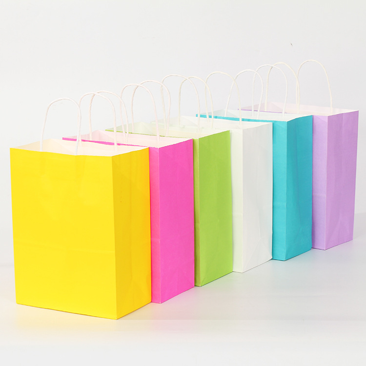 

10pcs multicolor paper bag with handles DIY Multifunction Festival gift bag wedding party gift kraft paper bags
