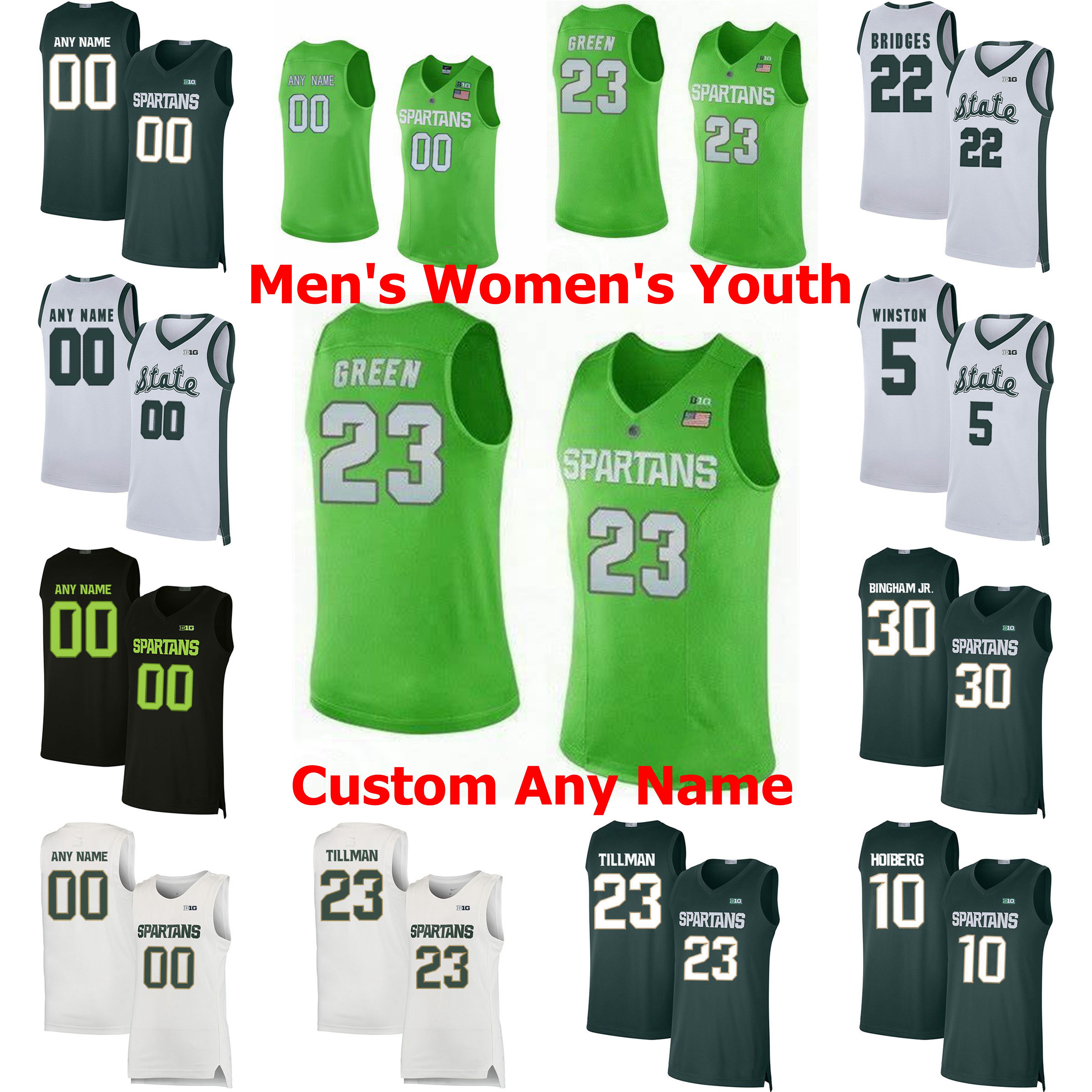 

Michigan State Spartans College Basketball Jerseys Thomas Kithier Jersey Draymond Green Conner George Braden Burke Kenny Goins Custom Stitch, Black