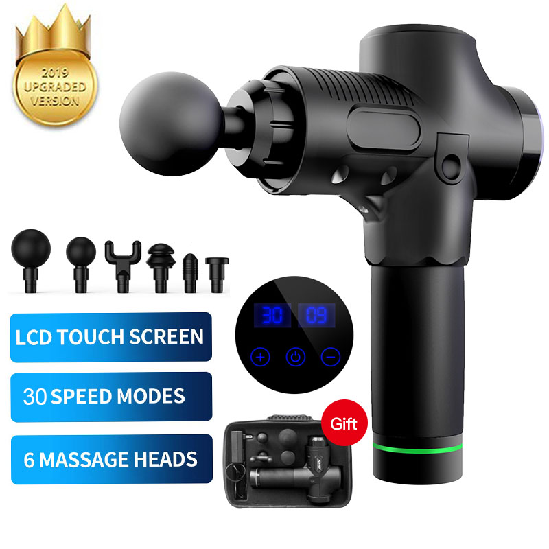 

Electric Muscle Massage Gun Deep Tissue Massager Therapy Gun Exercising Relief Body Shaping With Bag 6 Massage Heads
