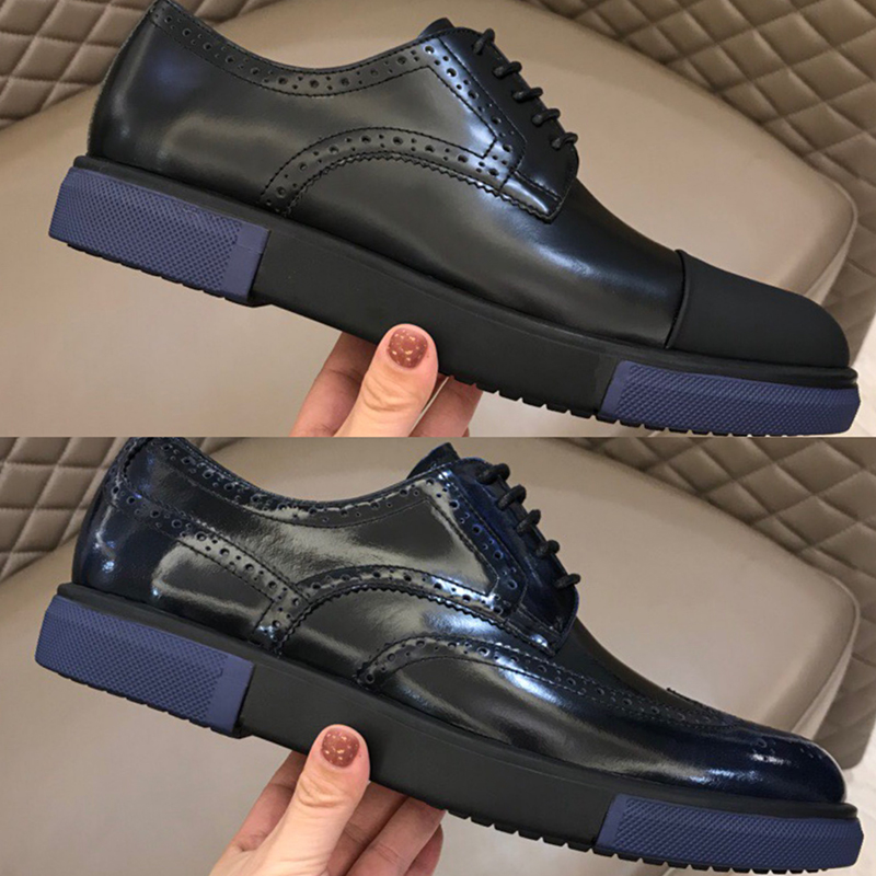 

2020 Classic Men's Business Shoes With Imported Genuine Leather Inner Lining Cowhide Foot Pad Printing Business Dress shoes, Black