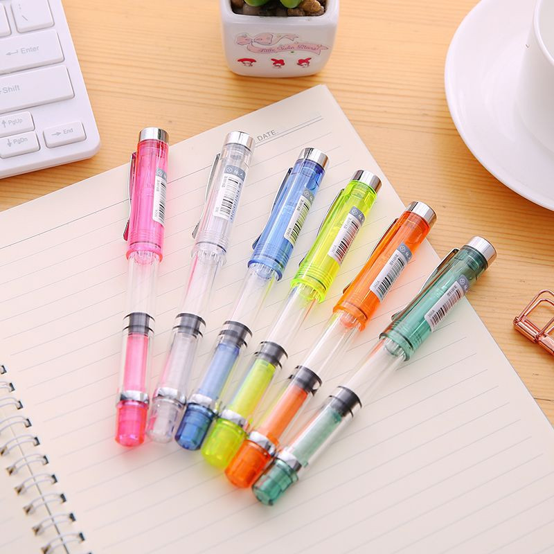 

0.38mm Transparent Fountain Pen High Quality Oblique Nib Calligraphy Pen Student Office Stationery Supplies Writing Big Capacity, Red