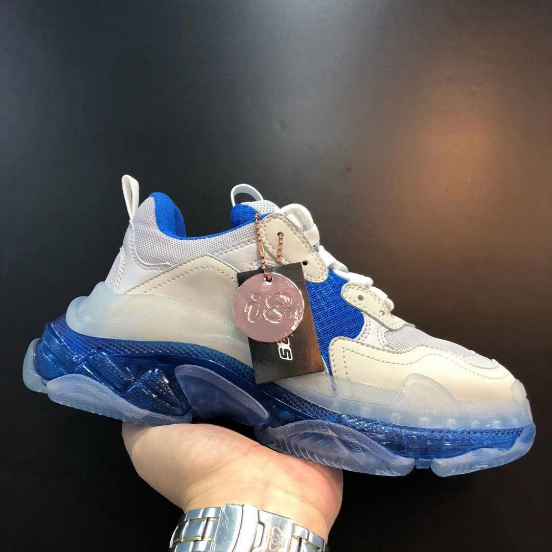 

Triple S Sneaker Blue Clear Sole Triple Designer Sneakers Triple Vintage Chaussette Men Women Hot Sale Shoes Discount Des Chaussures Newest, Style 22
