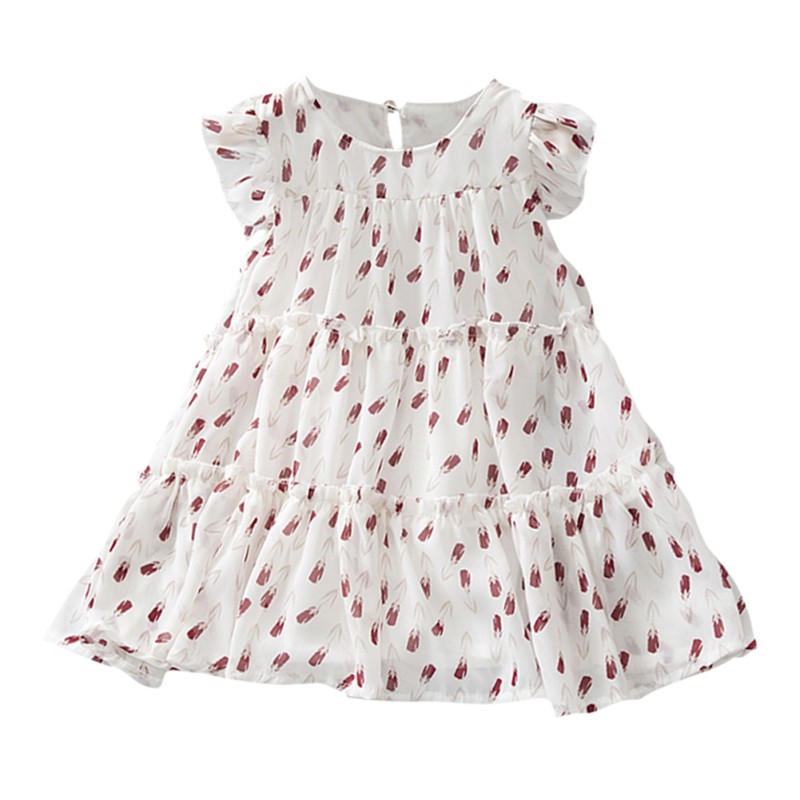 

New Hot Baby Girls Sleeveless Flower Print Dresses Clothes Kids Summer Princess Dress Children Party Ball Pageant Dress Outfit, Beige