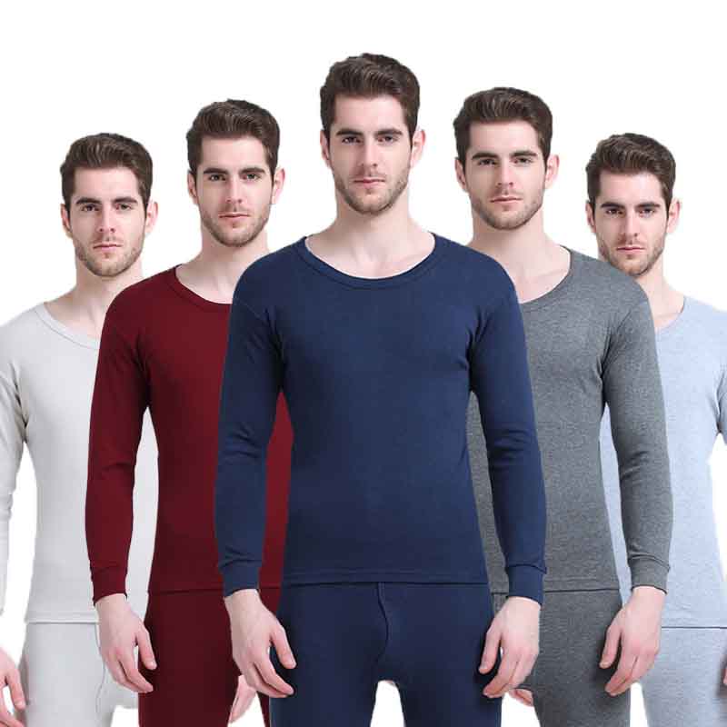 

Men's Sleepwear Long Johns Winter Thermal Underwear Sets Warm Tops Bottom Clothes Thermo Male Spring Clothing, Gray