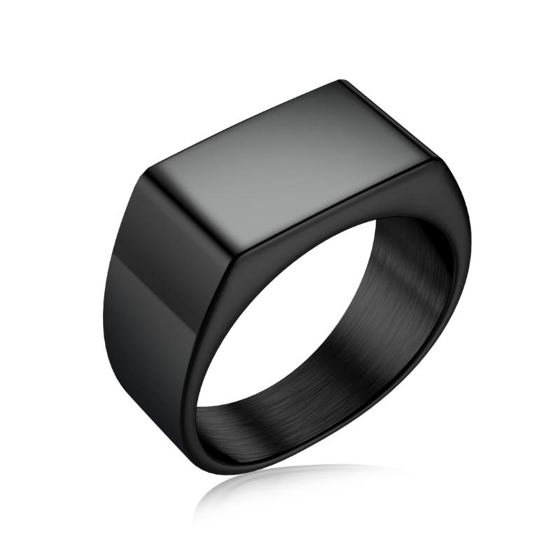 

Cluster Rings Fashion Men Ring Stainless Steel Simple Style Black Golden Silver Color Square Charm Hiphop Male Jewelry Party Gift