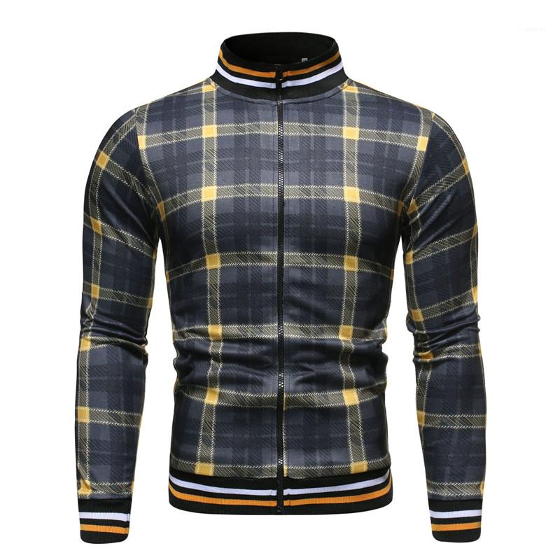 Jackets Spring Long Sleeve Stand Collar Mens Coats Casual Male Underwears Plaid Printed Mens