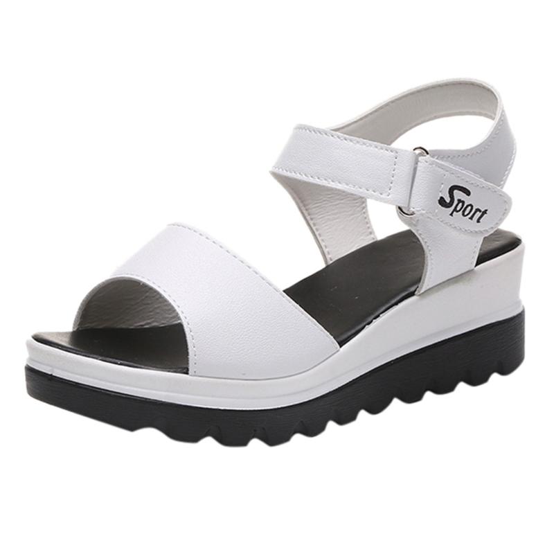 

Women's Leather Sandals Summer New Ladies Sandals Women's Shoes Fashion Wild Student Open Toe Breathable Sandals#402, Bk
