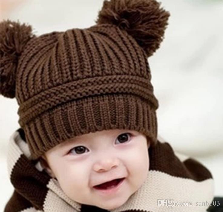 

Children Caps Kids Knitted Winter Caps Beanie Hat Baby Crochet Hats Boys Girls Animal Cute Hats Boy Girl Wool Cap Hand Knitted beanies A638, White