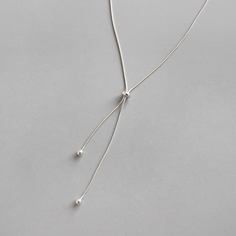 

Authentic 925 Sterling Silver 1mm Snake Chain Choker Necklaces For Women Silver Beads Adjustable Necklace Collares