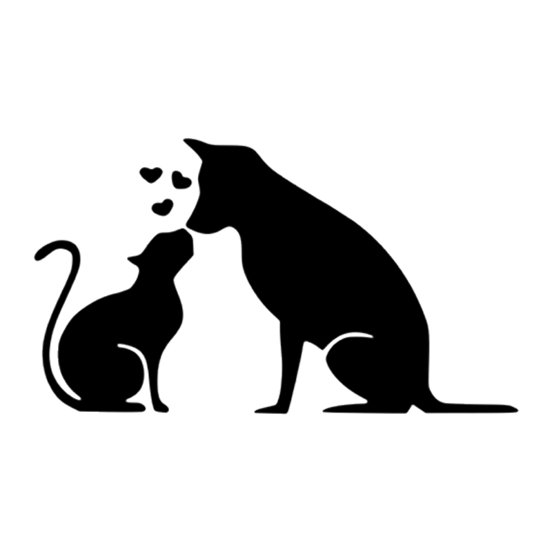 Sticker mural enfant Chien Chat amoureux