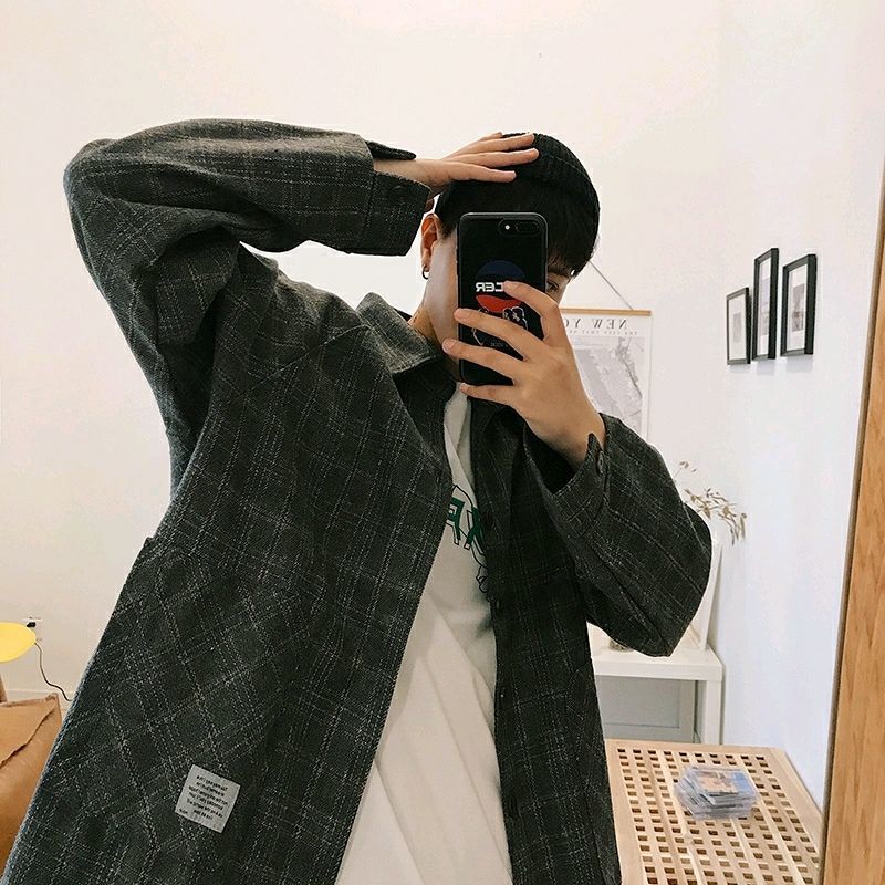 

2019 Spring New Trend Solid Color Woolen Casual Plaid Clothes Youth British Wind Harajuku Street Couple Large Size Jacket, Black