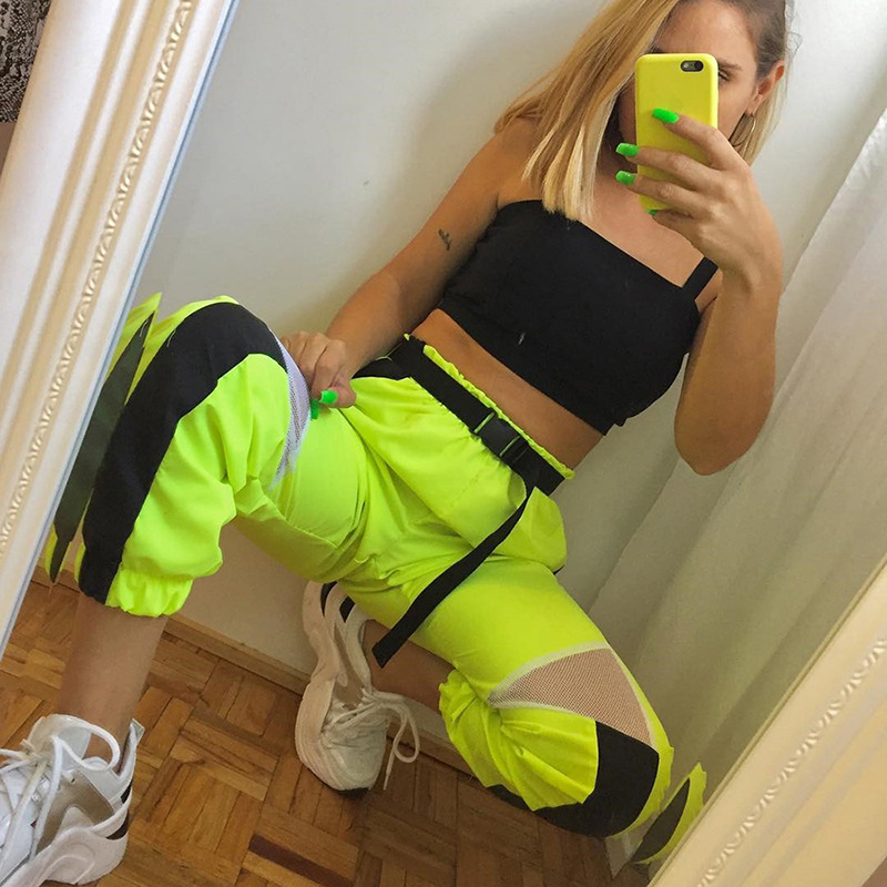 

2020 Pants for Women Jogger Fashion Cargo Pants High Waist Loose Trousers Fashion Elastic Waist Trousers Female Sweatpants, Green