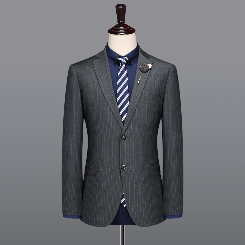 

men suit blazer 1 pc grey striped slim fit men suits blazers for wedding formal man groom business mans blazer plus size 58 56, Blazer only