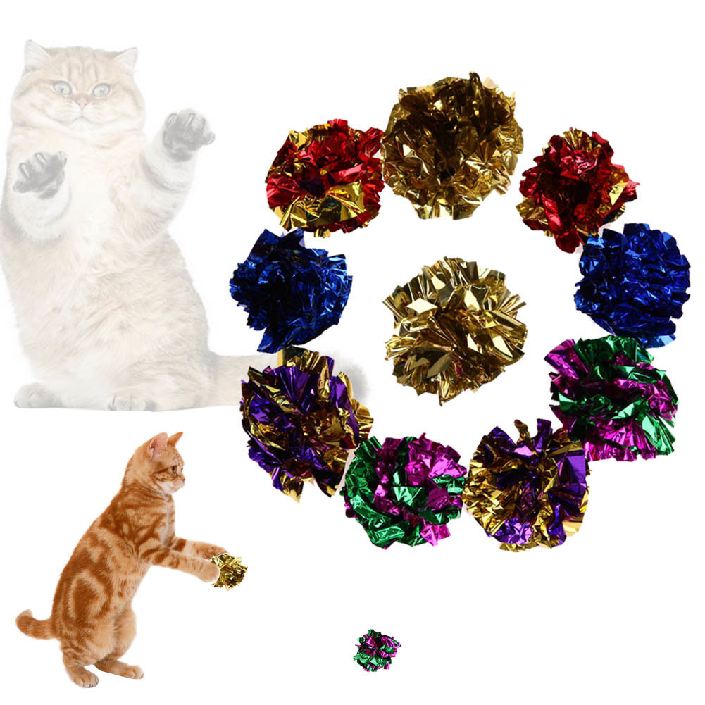 Cat Toys Multicolor Mylar Crinkle Ball Ring Paper Sound Toy For Cat Kitten Playing Interactive