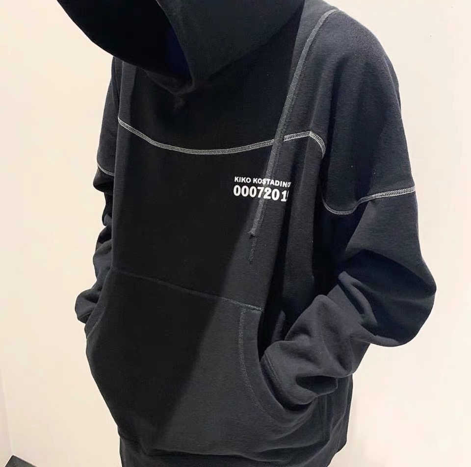 

Mens Designer Hoodies Brand Kiko Kostadinov 19AW 007 Loose Oversize Hip Hop Hoodies Casual Hooded Sweatshirts High Street Pullover, Black