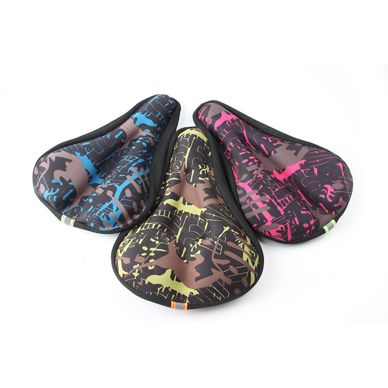 

Bike Cushion Cover Printed Camouflage Padded Bicycle Saddle Cycling Non Slip H7JP