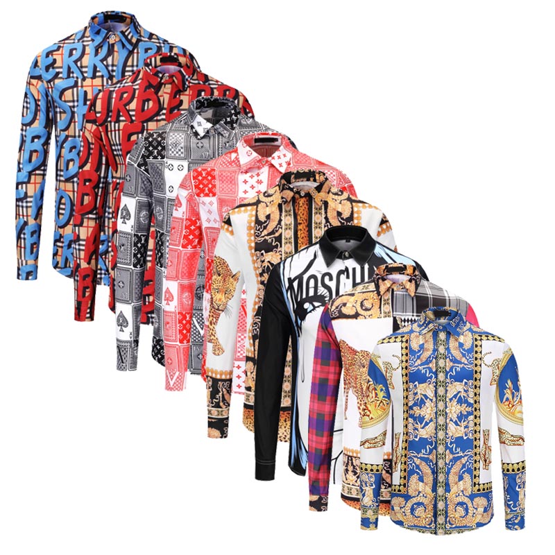 camisas de seda estampadas para hombre