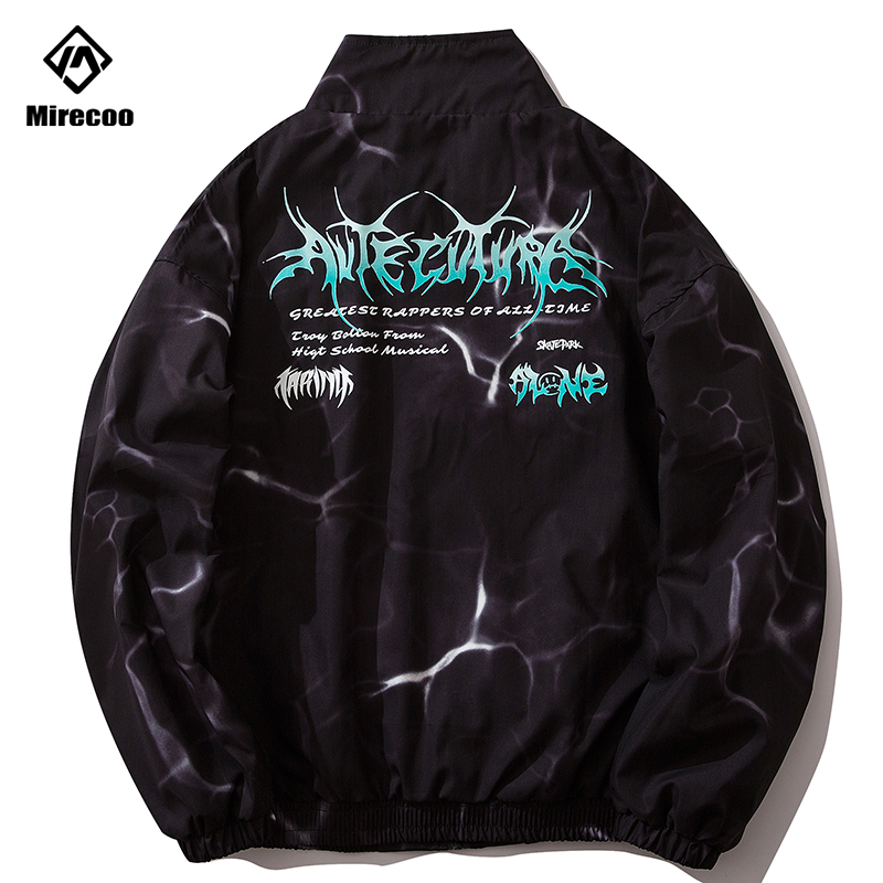 

Letter Print Jacket Men Fashion Casual Mens Jacket Hip Hop Windbreaker Men Advanced Coat Streetwear Clothes Hipster, Black