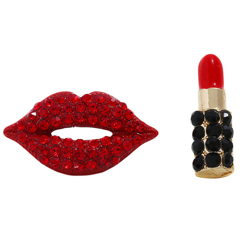 

Dangle & Chandelier Pink Lipstick Female Sense Red Fashion Lady Asymmetric Jewelry Earrings