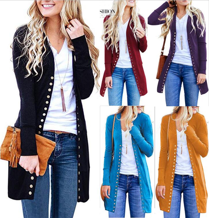 

Womens Slim Warm Long Sleeve Knit Waterfall Office Jacket Blazer Coat Autumn Tops Covered Button Cardigan, Gift dag