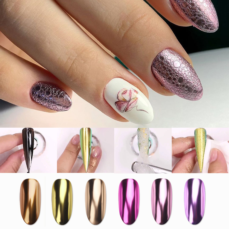 

Bubble Nail Glitter Rose Gold Mirror Powder Nails Pigment Soap Foam Chrome Nail Art Decorations Holographics Sequins Flakes Dust, Holo-7