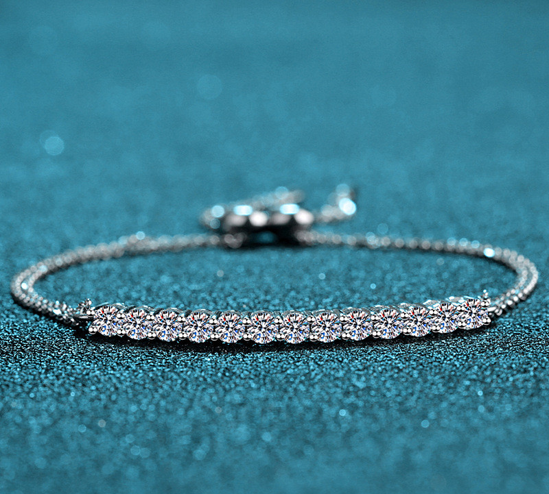 

Classic Pure 925 Sterling Silver Created Moissanite Diamond Bracelets for Women Wedding Jewelry Gift Female Tennis