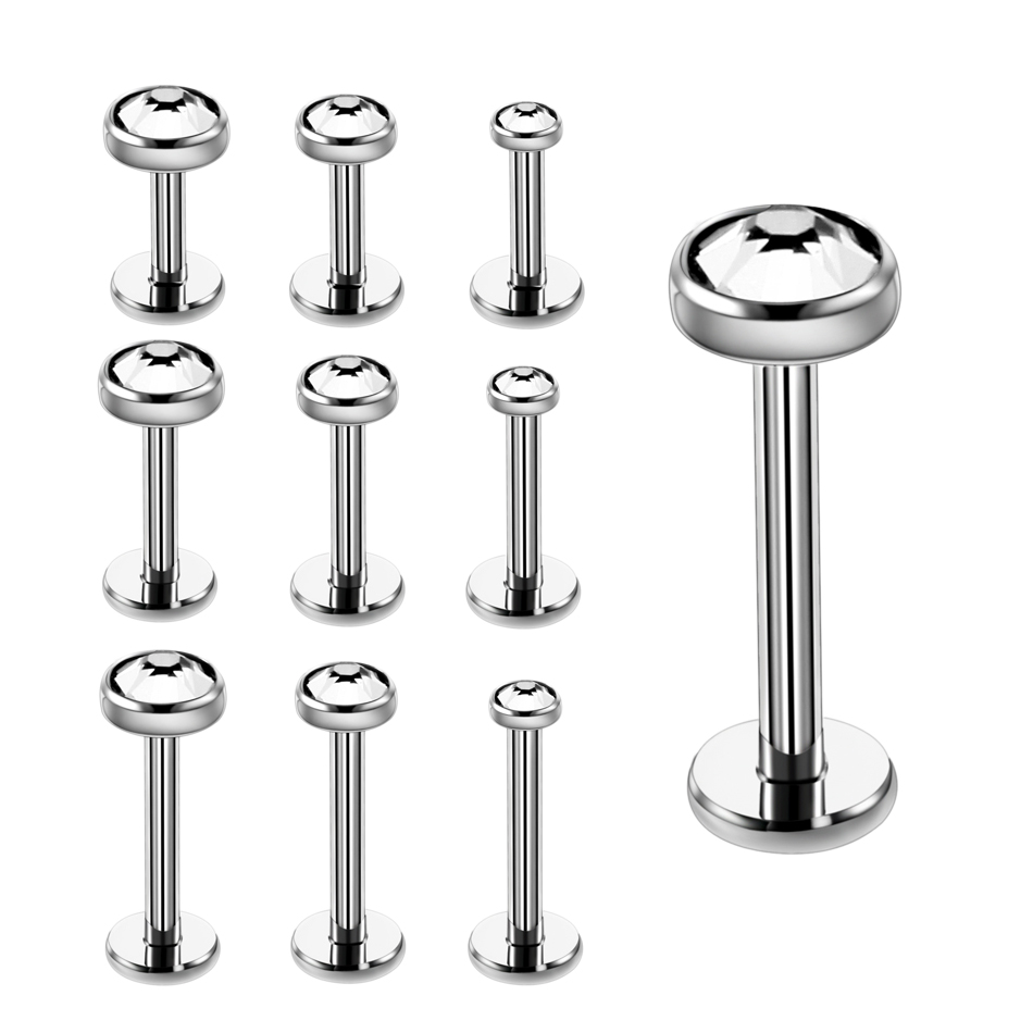 

1PC 16G G23 Titanium Internally Threaded Gem Labret Lip Monroe Rings Earrings Stud CZ Cartilage Tragus Piercings Body Jewelry