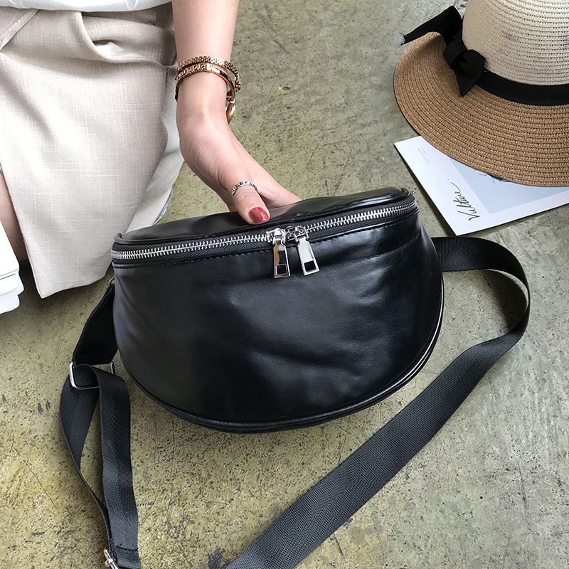 

Black Waist Bag Fashion Wild PU Chest Bags Casual Simple Mobile Phone Bag Women Shoulder Bags With Zipper 2020