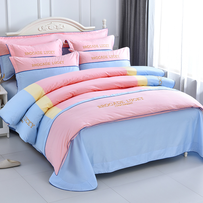

Home Textile 4pcs Bedding Sets Solid Beding Sets Edredones Y Conjuntos De Ropa De Cama Colorful Comforter Bedding FF80S, W8