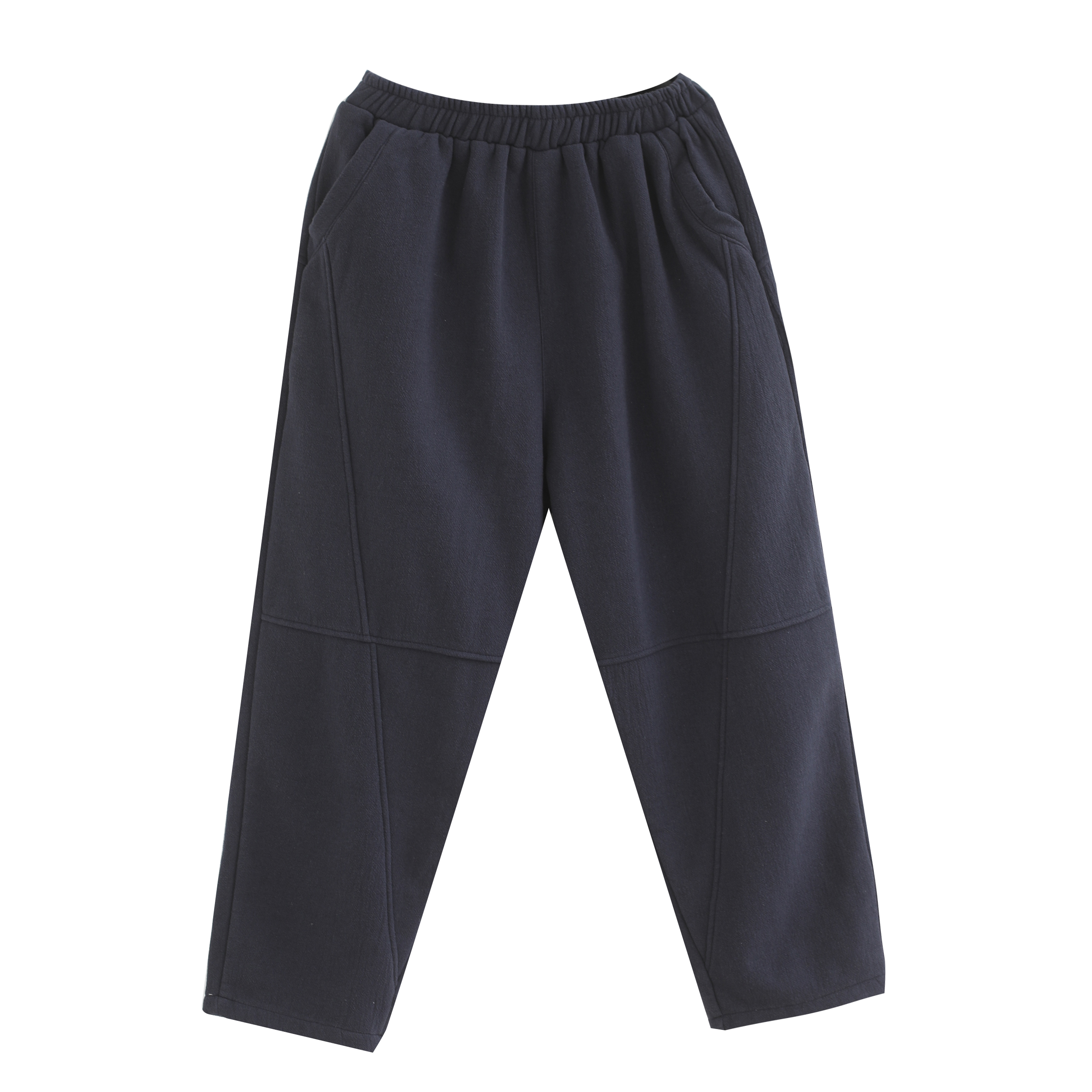 

Deep Blue With Embroidery Harlan Elastic Waist Big Yards Long Leisure Trousers